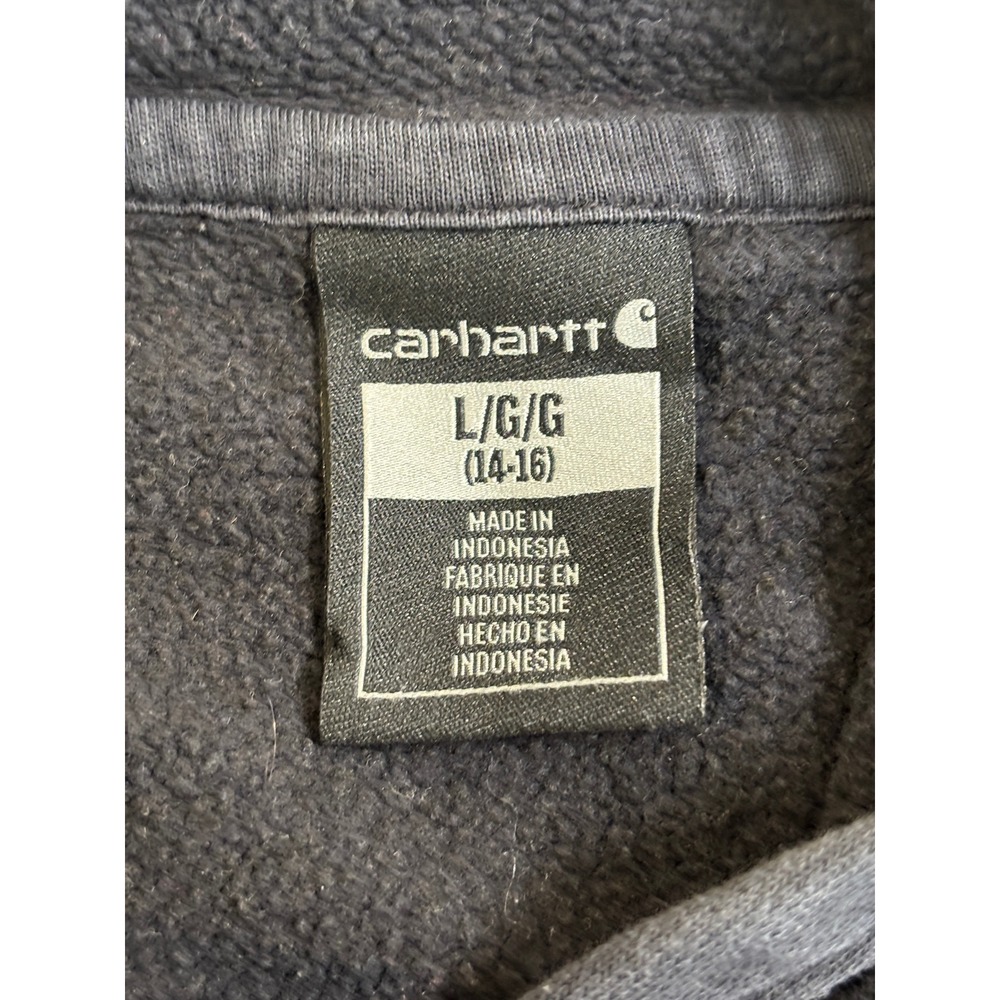 Carhartt Kids Black Logo Graphic Hoodie Sweatshirt Boys Large 14-16 Fleece - Picture 3 of 5